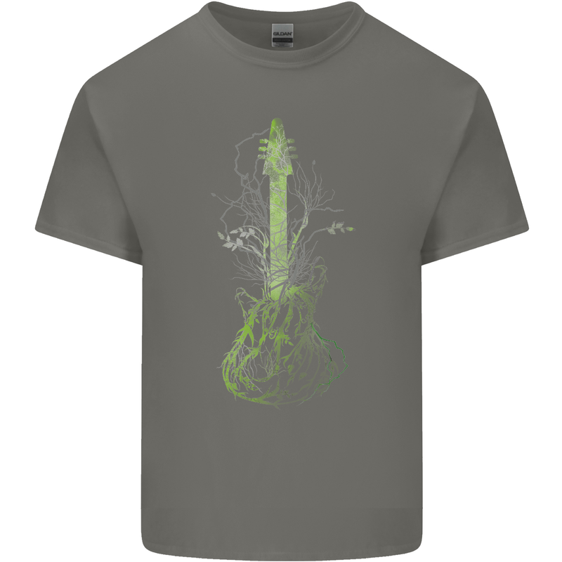 Green Guitar Tree Guitarist Acoustic Mens Cotton T-Shirt Tee Top Charcoal