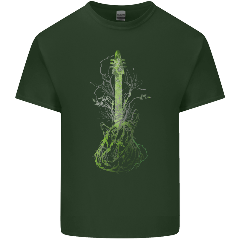 Green Guitar Tree Guitarist Acoustic Mens Cotton T-Shirt Tee Top Forest Green