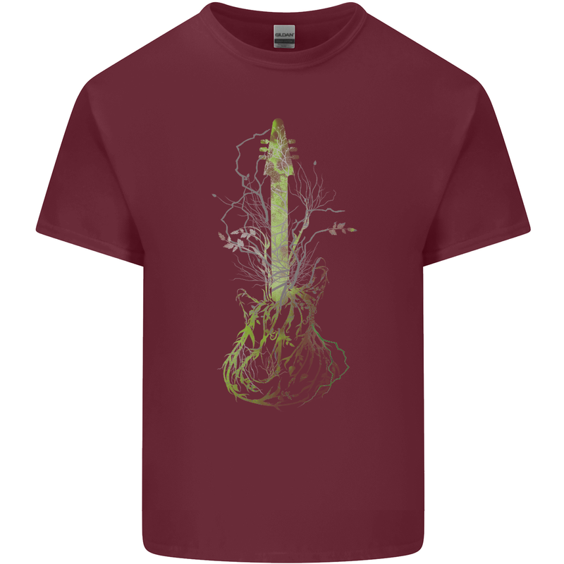 Green Guitar Tree Guitarist Acoustic Mens Cotton T-Shirt Tee Top Maroon