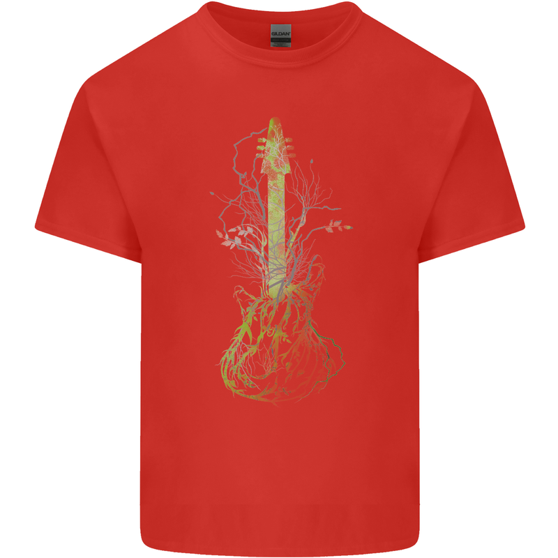 Green Guitar Tree Guitarist Acoustic Mens Cotton T-Shirt Tee Top Red