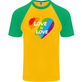 LGBT Love Is Love Gay Pride Day Awareness Mens S/S Baseball T-Shirt Gold/Green