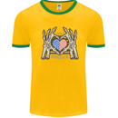 I Love You America 4th of July USA Flag Mens White Ringer T-Shirt Gold/Green