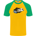 Funny Caravan Space Shuttle Caravanning Mens S/S Baseball T-Shirt Gold/Green