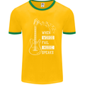 When Words Fail Music Speaks Guitar Mens Ringer T-Shirt FotL Gold/Green
