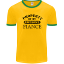 Property of My Awesome Fiance Mens White Ringer T-Shirt Gold/Green