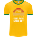 Every Days a Grill Day Funny BBQ Retirement Mens Ringer T-Shirt FotL Gold/Green