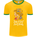 A Girl Who Loves Books Bookworm Reading Mens Ringer T-Shirt FotL Gold/Green