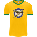 Spitfire MOD RAF WWII Fighter Plane British Mens Ringer T-Shirt FotL Gold/Green