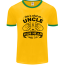 An Uncle Nob Head Looks Like Uncle's Day Mens White Ringer T-Shirt Gold/Green