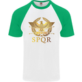Gym Training Top Weightlifting SPQR Roman Mens S/S Baseball T-Shirt White/Green