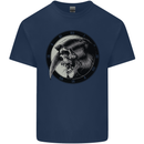 Grim Reaper Clock Skull Biker Gothic Demon Kids T-Shirt Childrens Navy Blue