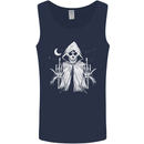 Grim Reaper Finger Flip Skull Biker Funny Mens Vest Tank Top Navy Blue