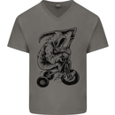 Grim Reaper Trike Bicycle Cycling Gothic Mens V-Neck Cotton T-Shirt Charcoal