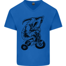 Grim Reaper Trike Bicycle Cycling Gothic Mens V-Neck Cotton T-Shirt Royal Blue
