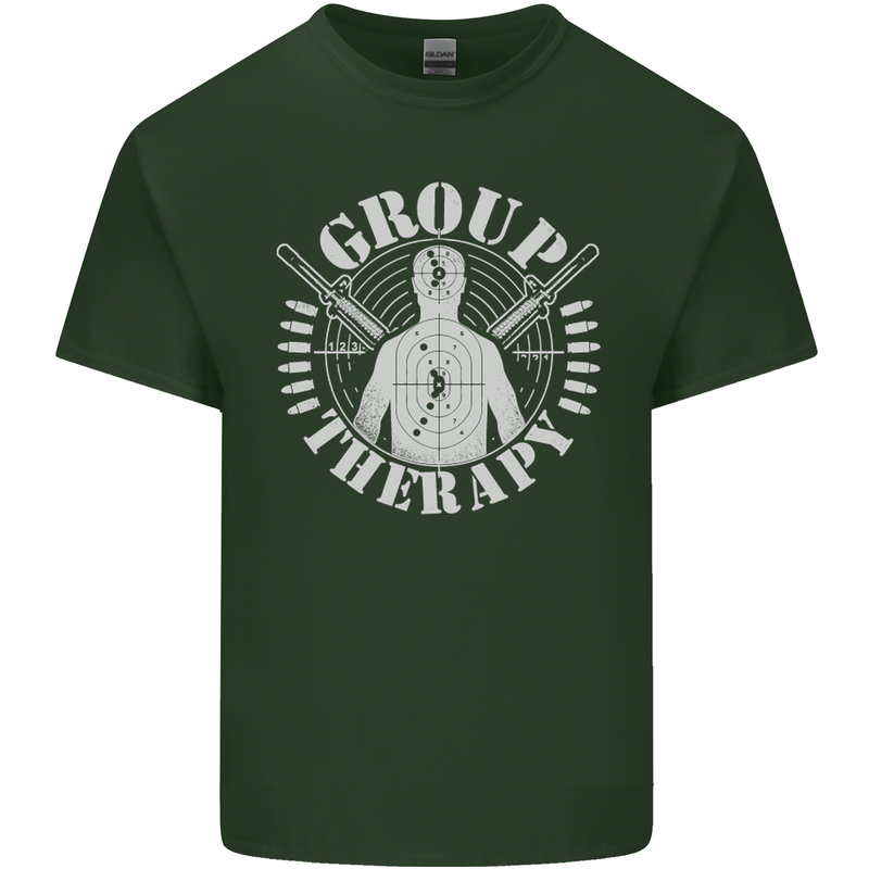 Group Therapy Shooting Hunting Rifle Funny Mens Cotton T-Shirt Tee Top Forest Green