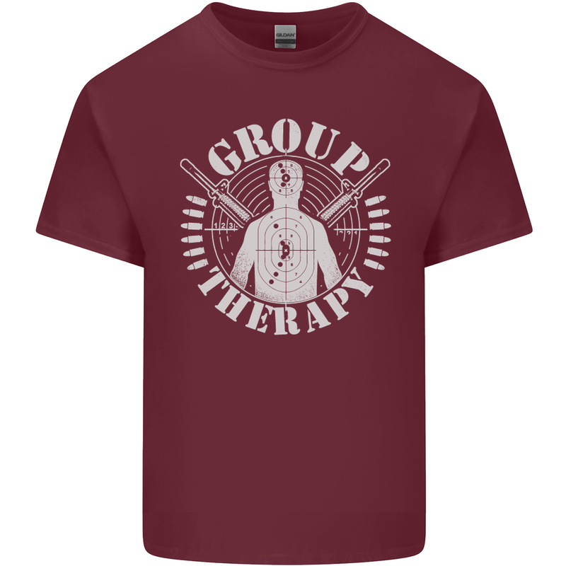 Group Therapy Shooting Hunting Rifle Funny Mens Cotton T-Shirt Tee Top Maroon