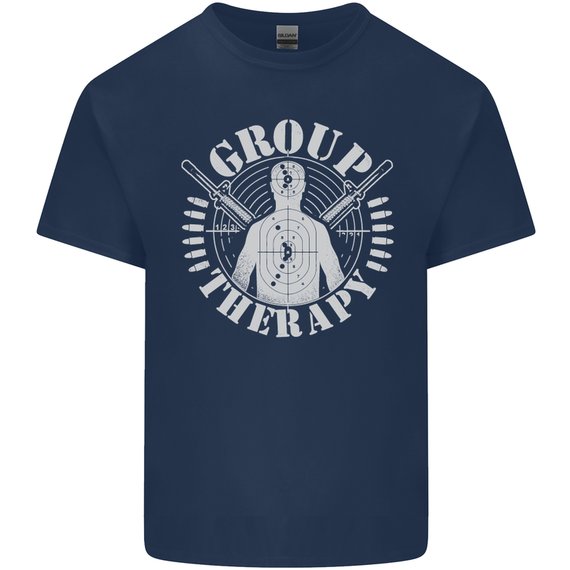 Group Therapy Shooting Hunting Rifle Funny Mens Cotton T-Shirt Tee Top Navy Blue