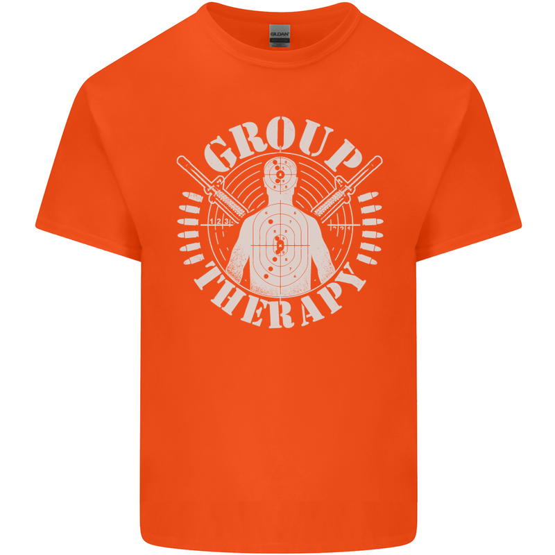 Group Therapy Shooting Hunting Rifle Funny Mens Cotton T-Shirt Tee Top Orange