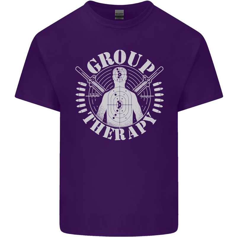 Group Therapy Shooting Hunting Rifle Funny Mens Cotton T-Shirt Tee Top Purple