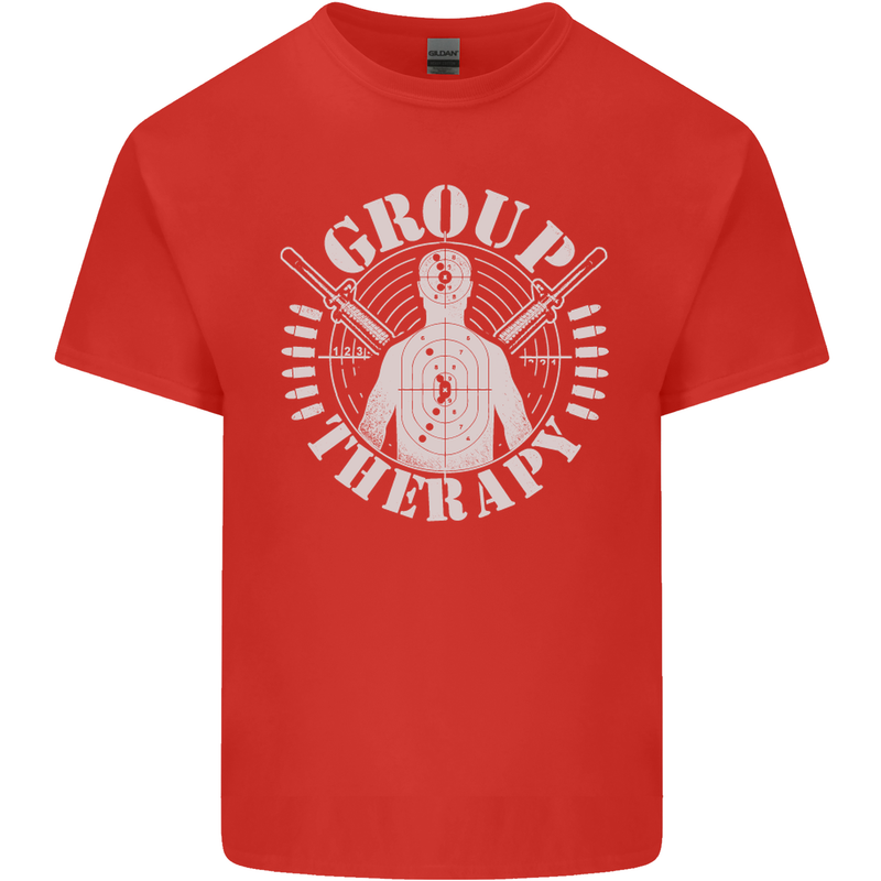Group Therapy Shooting Hunting Rifle Funny Mens Cotton T-Shirt Tee Top Red