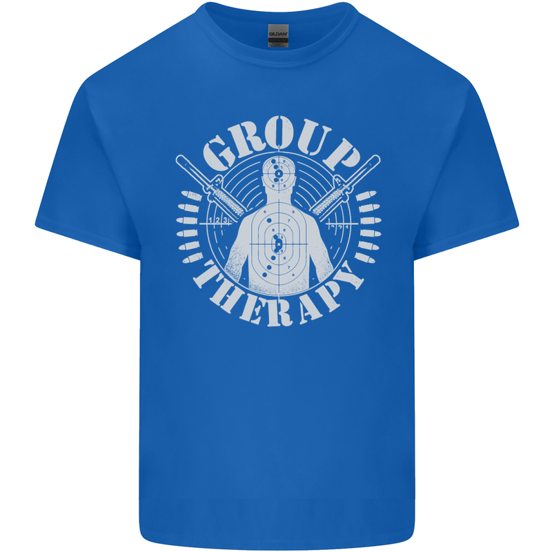 Group Therapy Shooting Hunting Rifle Funny Mens Cotton T-Shirt Tee Top Royal Blue