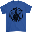 Group Therapy Shooting Hunting Rifle Funny Mens T-Shirt Cotton Gildan Royal Blue