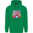 Grumpy Axolotl With Coffee Mens 80% Cotton Hoodie Irish Green