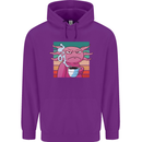 Grumpy Axolotl With Coffee Mens 80% Cotton Hoodie Purple