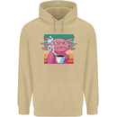 Grumpy Axolotl With Coffee Mens 80% Cotton Hoodie Sand