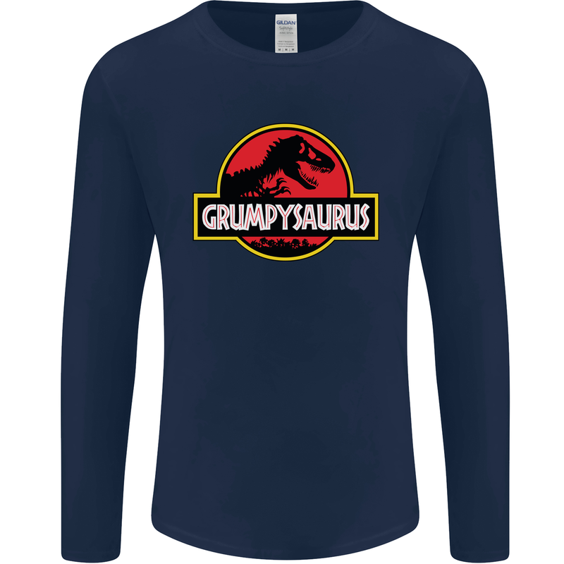 Grumpysaurus Funny Grumpy Old Git Man Mens Long Sleeve T-Shirt Navy Blue