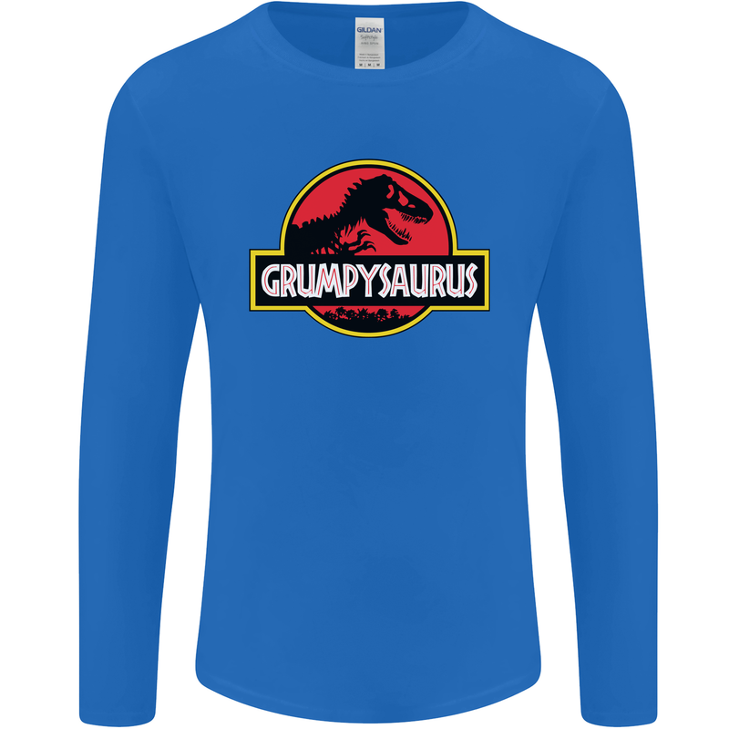 Grumpysaurus Funny Grumpy Old Git Man Mens Long Sleeve T-Shirt Royal Blue