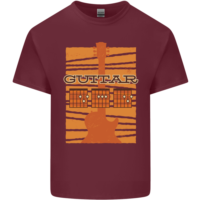 Guitar Bass Electric Acoustic Player Music Mens Cotton T-Shirt Tee Top Maroon