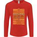 Guitar Bass Electric Acoustic Player Music Mens Long Sleeve T-Shirt Red