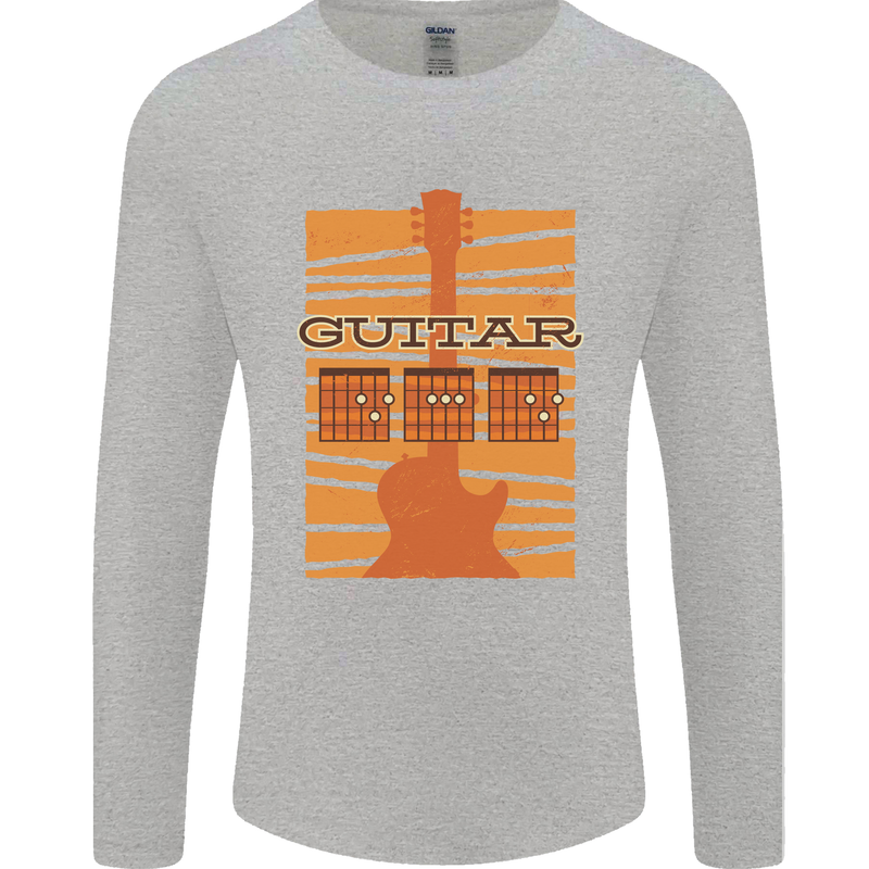 Guitar Bass Electric Acoustic Player Music Mens Long Sleeve T-Shirt Sports Grey