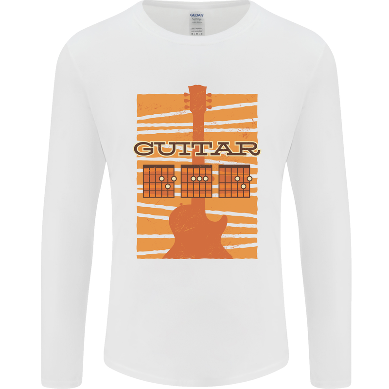 Guitar Bass Electric Acoustic Player Music Mens Long Sleeve T-Shirt White