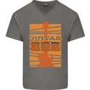 Guitar Bass Electric Acoustic Player Music Mens V-Neck Cotton T-Shirt Charcoal