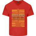 Guitar Bass Electric Acoustic Player Music Mens V-Neck Cotton T-Shirt Red