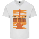 Guitar Bass Electric Acoustic Player Music Mens V-Neck Cotton T-Shirt White