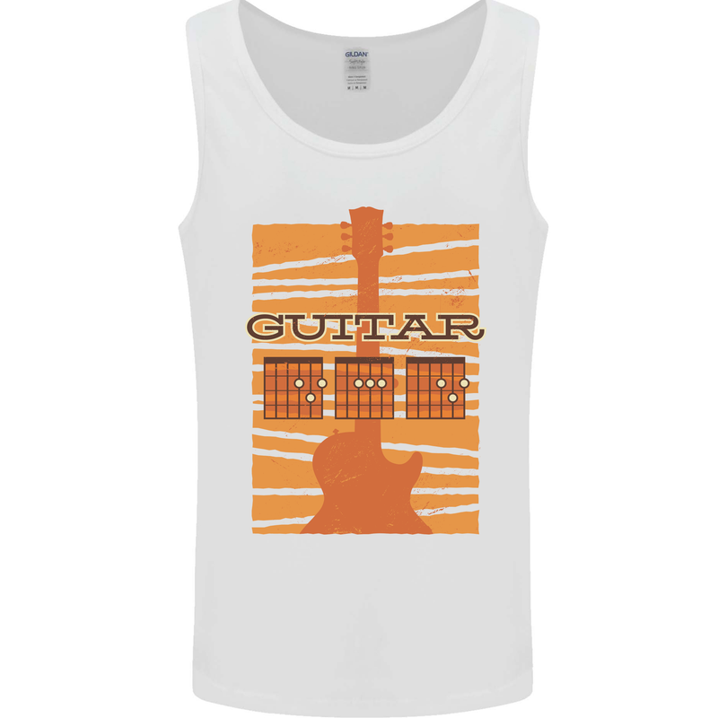 Guitar Bass Electric Acoustic Player Music Mens Vest Tank Top White