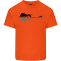 Guitar City Reflection Guitarist Electric Mens Cotton T-Shirt Tee Top Orange
