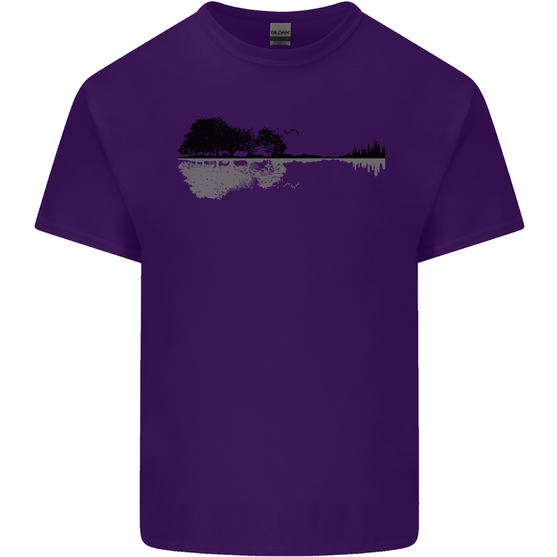 Guitar City Reflection Guitarist Electric Mens Cotton T-Shirt Tee Top Purple