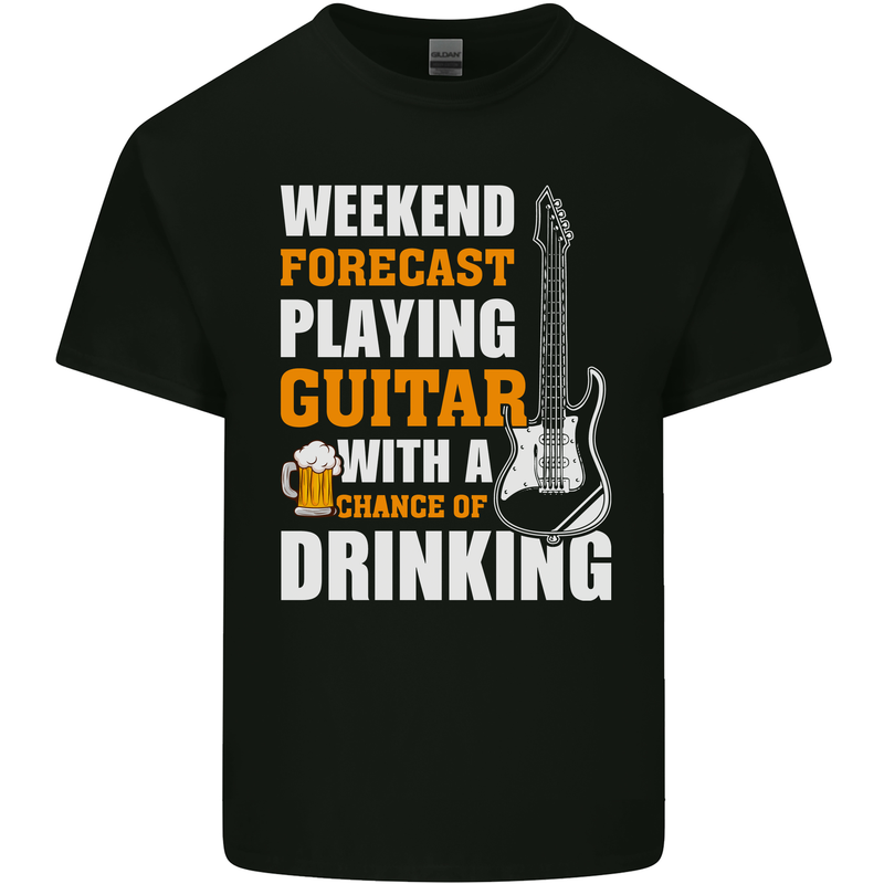 Guitar Forecast Funny Beer Alcohol Mens Cotton T-Shirt Tee Top Black