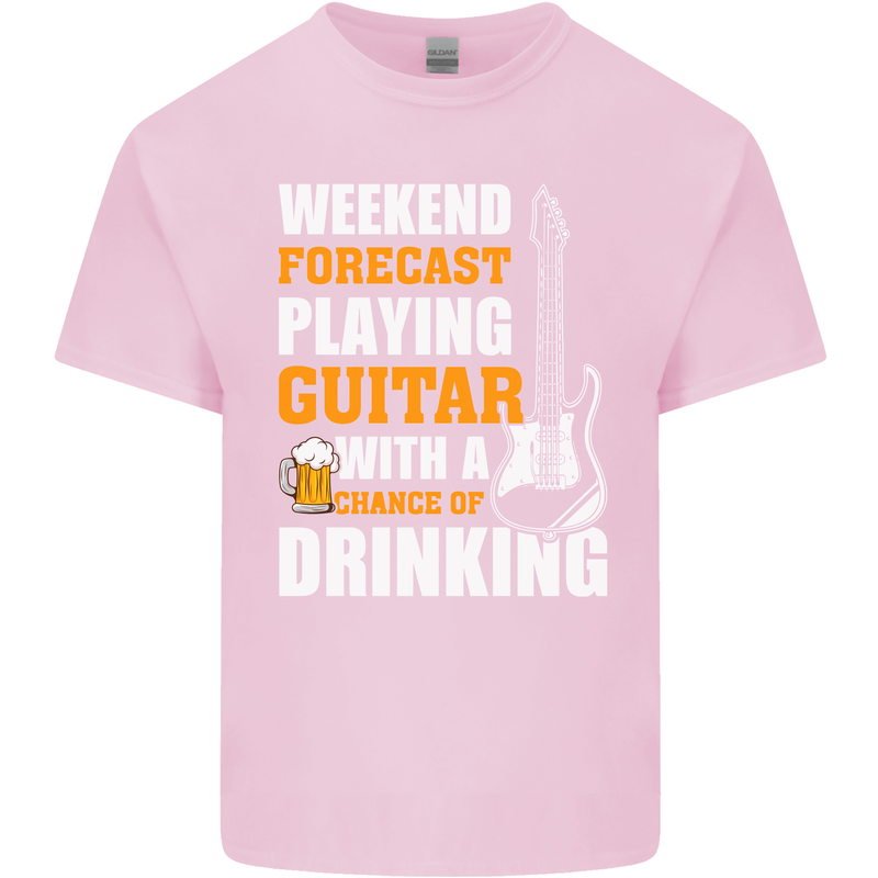 Guitar Forecast Funny Beer Alcohol Mens Cotton T-Shirt Tee Top Light Pink