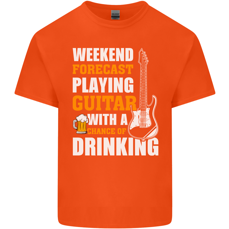 Guitar Forecast Funny Beer Alcohol Mens Cotton T-Shirt Tee Top Orange