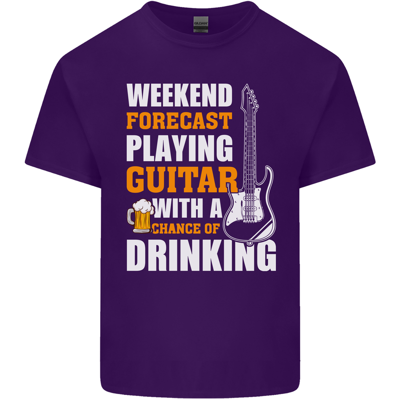 Guitar Forecast Funny Beer Alcohol Mens Cotton T-Shirt Tee Top Purple