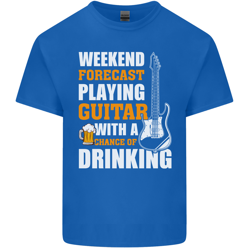 Guitar Forecast Funny Beer Alcohol Mens Cotton T-Shirt Tee Top Royal Blue