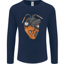 Guitar Heart Guitarist Acoustic Electric Mens Long Sleeve T-Shirt Navy Blue