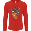 Guitar Heart Guitarist Acoustic Electric Mens Long Sleeve T-Shirt Red