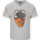 Guitar Heart Guitarist Acoustic Electric Mens V-Neck Cotton T-Shirt Sports Grey