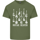 Guitar Heaven Guitarist Electric Acoustic Mens Cotton T-Shirt Tee Top Military Green